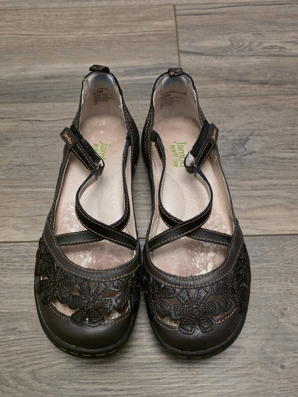 Jambu Brown Floral Cutout Flats